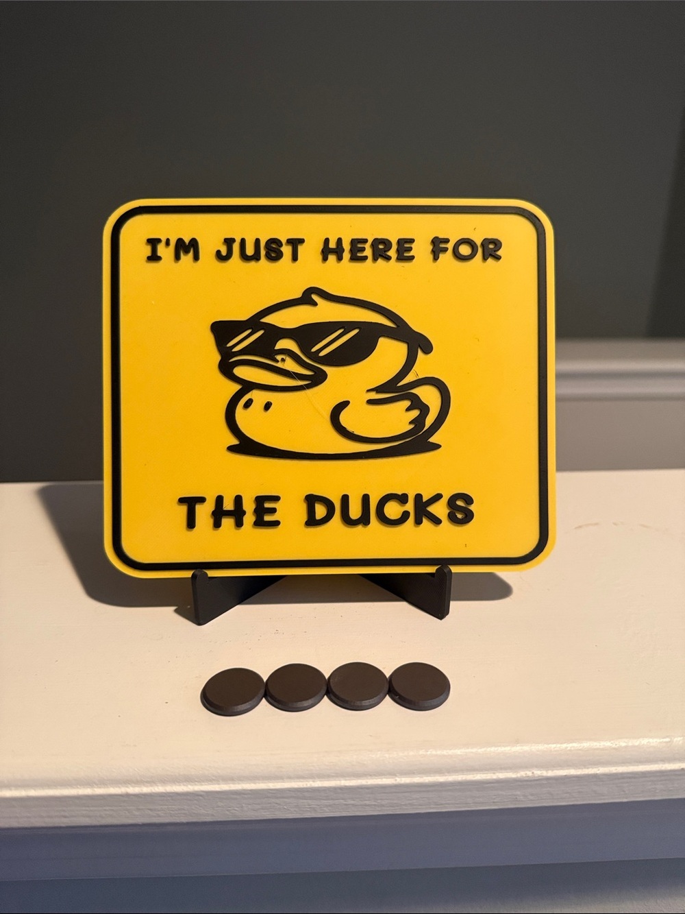 Yellow ‘I’m Just Here for the Ducks’ Decorative Wall Plaque